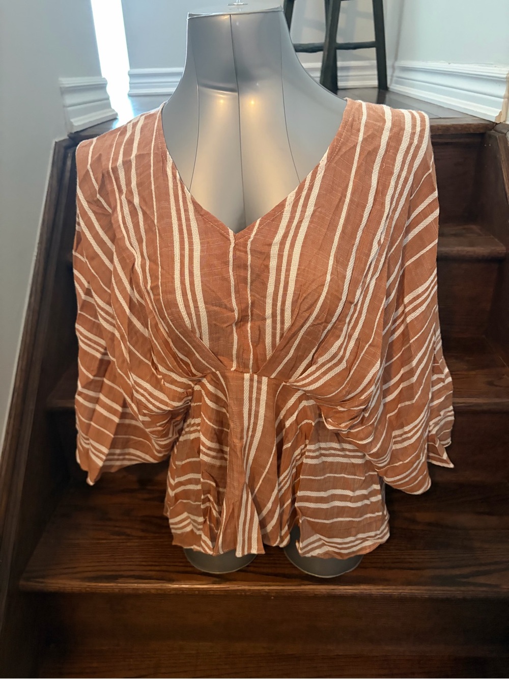 Striped Rust and White Women’s Tunic Top
